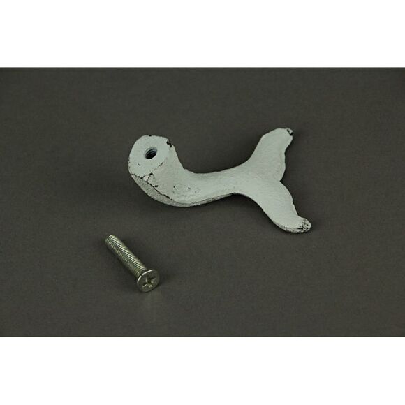 White Cast Iron Whale Tail Drawer or Cabinet Door Pulls Set of 12 - Picture 9 of 9